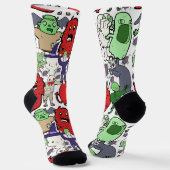 Hand drawn Ghost cartoon Modern artwork white red Socken (Gewinkelt)