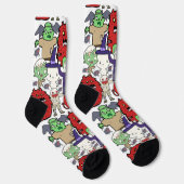 Hand drawn Ghost cartoon Modern artwork white red Socken (Rechts)