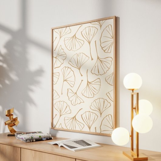 Hand Drawn Ginkgo Japanese Boho Japandi Botanical Poster