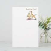 Hand-Drawn Giraffe Christmas Tree Art Briefpapier (Stehend Vorderseite)