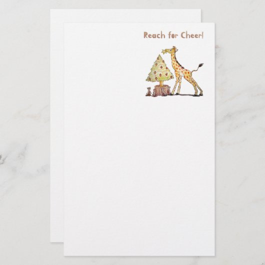 Hand-Drawn Giraffe Christmas Tree Art Briefpapier (Vorne/Hinten)