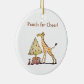 Hand-Drawn Giraffe Christmas Tree Art Keramik Ornament (Rechts)