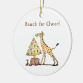 Hand-Drawn Giraffe Christmas Tree Art Keramik Ornament (Links)