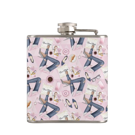 Hand Drawn Girl Boss Flachmann (Rückseite)