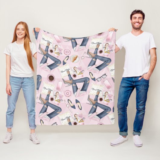 Hand Drawn Girl Boss Fleecedecke (Beispiel)