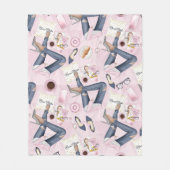 Hand Drawn Girl Boss Fleecedecke (Vorderseite)