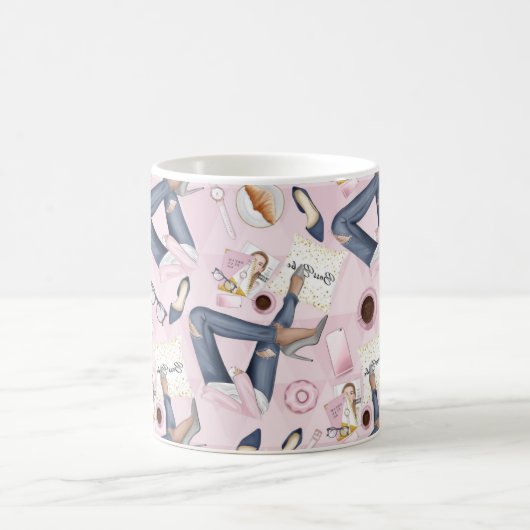 Hand Drawn Girl Boss Kaffeetasse (Mittel)