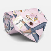 Hand Drawn Girl Boss Krawatte (Gerollt)