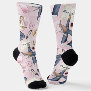 Hand Drawn Girl Boss Socken