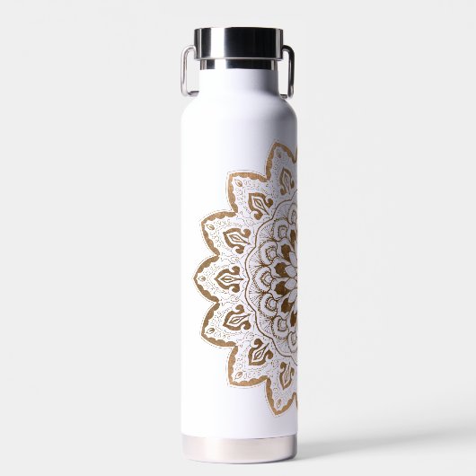 Hand Drawn Gold Mandala Trinkflasche (Vorne)