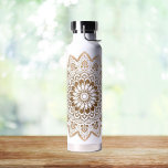 Hand Drawn Gold Mandala Trinkflasche<br><div class="desc">Gold Mandala Thermalflasche; Originalbild von Becky Nimoy</div>