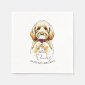 Hand Drawn Golden Doodle Red Wine Glass Serviette (Vorderseite)