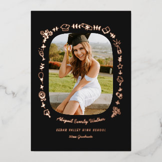 Hand Drawn Grad Announcement Foil Card with Photo  Folieneinladung