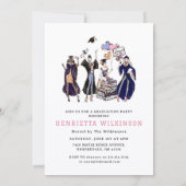 Hand Drawn Graduate Books Graduate Celebration Einladung (Rückseite)