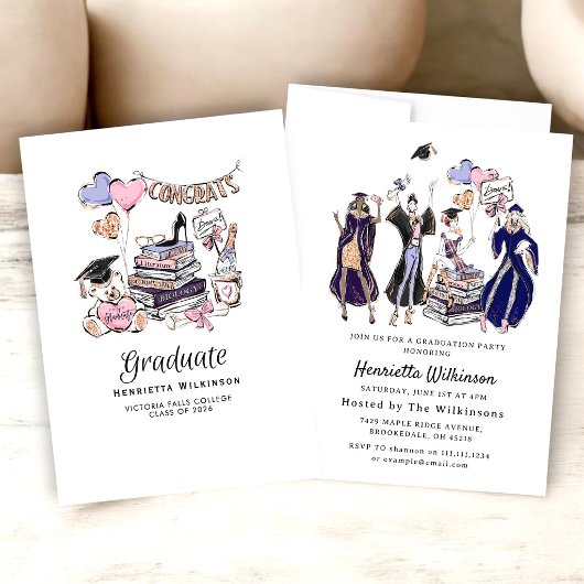 Hand Drawn Graduate class of 2026 Celebration Einladung