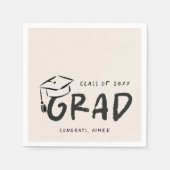 Hand-Drawn Graduation Cap Doodle Handwritten  Serviette (Vorderseite)