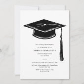 Hand Drawn Graduation Cap Elegant Grad Party Einladung (Vorderseite)