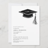 Hand Drawn Graduation Cap Modern Grad Party Einladung (Vorderseite)