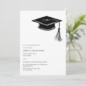 Hand Drawn Graduation Cap Modern Grad Party Einladung (Stehend Vorderseite)
