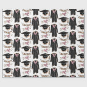 Hand-Drawn Graduation Gown Pink Bow Graduation  Geschenkpapier (Flach)