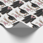 Hand-Drawn Graduation Gown Pink Bow Graduation  Geschenkpapier (Ecke)