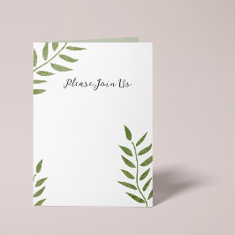 Hand-drawn green artistic leaf branch einladung