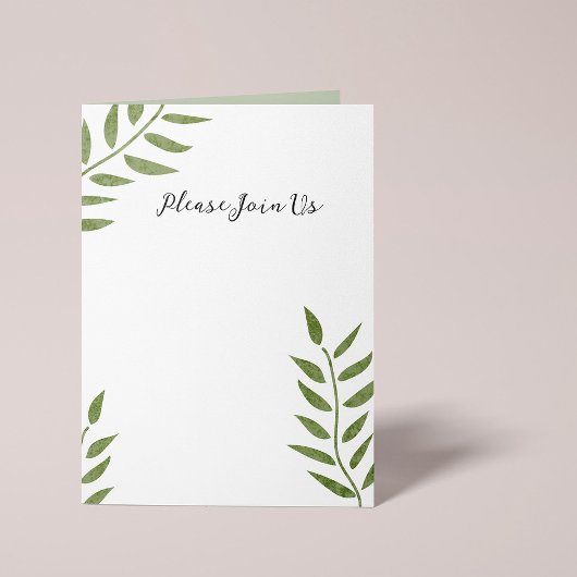 Hand-drawn green artistic leaf branch einladung