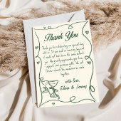 Hand Drawn Green Champagne Hochzeit Danke Karte