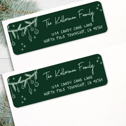 Hand Drawn Green Christmas Return Address
