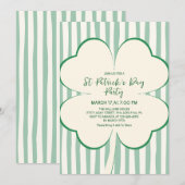 Hand Drawn Green Clover & Stripes St Patrick's Day Einladung (Vorne/Hinten)