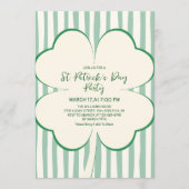 Hand Drawn Green Clover & Stripes St Patrick's Day Einladung (Vorderseite)