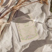 Hand Drawn Green Pink Bow Floral QR Code Wedding Einladung