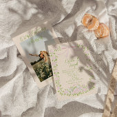 Hand Drawn Green Pink Bow Floral Summer Wedding Einladung