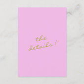 Hand Drawn Green Pink Romantic Wedding Details Begleitkarte (Rückseite)