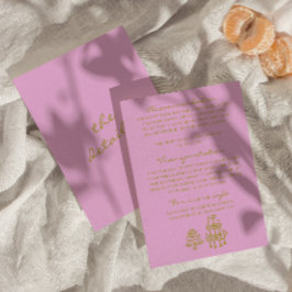 Hand Drawn Green Pink Romantic Wedding Details Begleitkarte