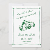 Hand Drawn Green Save the Date photo QR Code Einladung (Vorderseite)