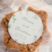 Hand Drawn Green Wedding Runder Aufkleber