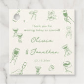 Hand Drawn Green Wedding Vielen Dank Geschenkanhänger (Vorderseite)