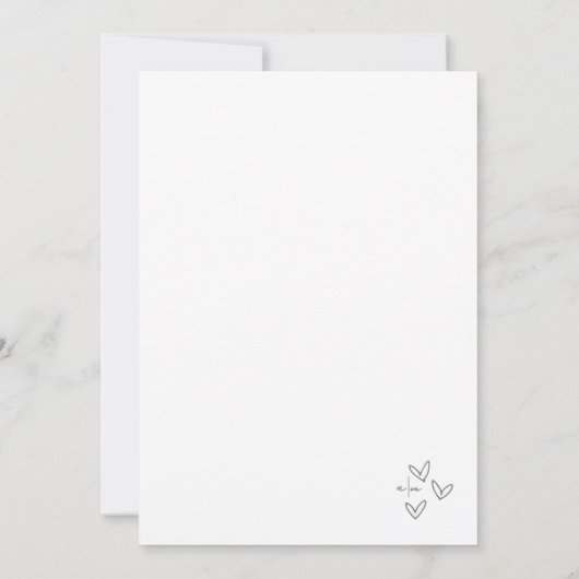 Hand Drawn Grey Whimsical Wedding Einladung (Rückseite)