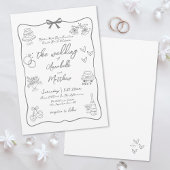 Hand Drawn Grey Whimsical Wedding Einladung