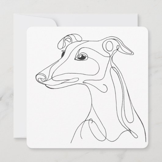 Hand Drawn Greyhound Line Art - Minimalist Design Einladung (Vorderseite)