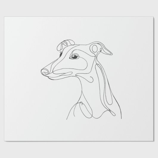 Hand Drawn Greyhound Line Art - Minimalist Design Geschenkpapier (Flach)
