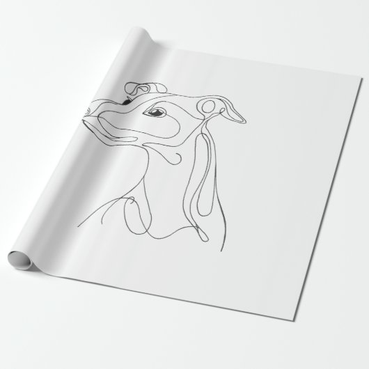 Hand Drawn Greyhound Line Art - Minimalist Design Geschenkpapier (Ungerollt)