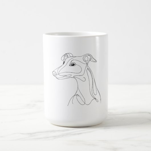 Hand Drawn Greyhound Line Art - Minimalist Design Kaffeetasse (Mittel)