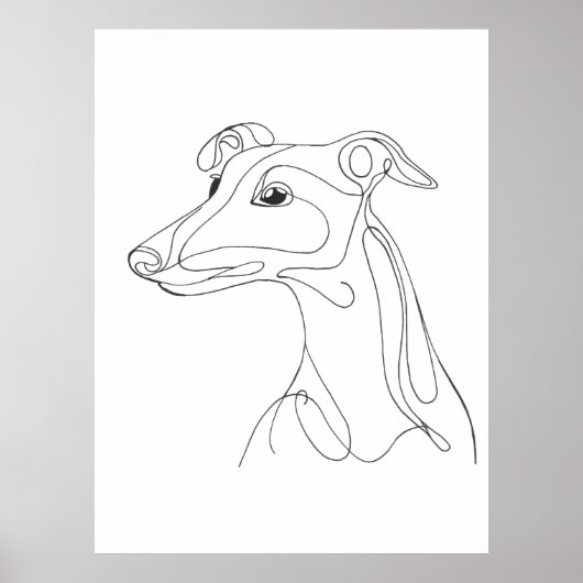 Hand Drawn Greyhound Line Art - Minimalist Design Poster (Vorne)
