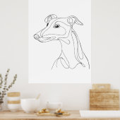 Hand Drawn Greyhound Line Art - Minimalist Design Poster (Küche)