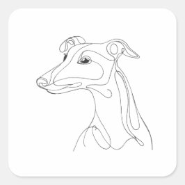 Hand Drawn Greyhound Line Art - Minimalist Design Quadratischer Aufkleber