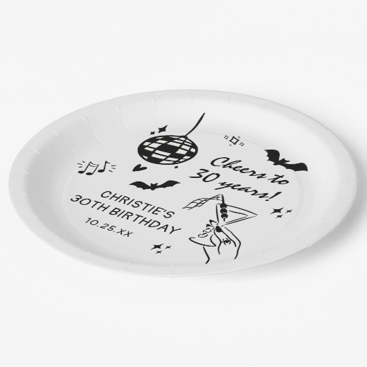 Hand Drawn Halloween Adult Birthday Party Pappteller (Schrägansicht)