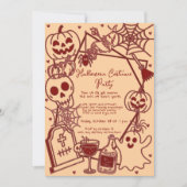 Hand Drawn Halloween Costume Birthday Party  Einladung (Vorderseite)