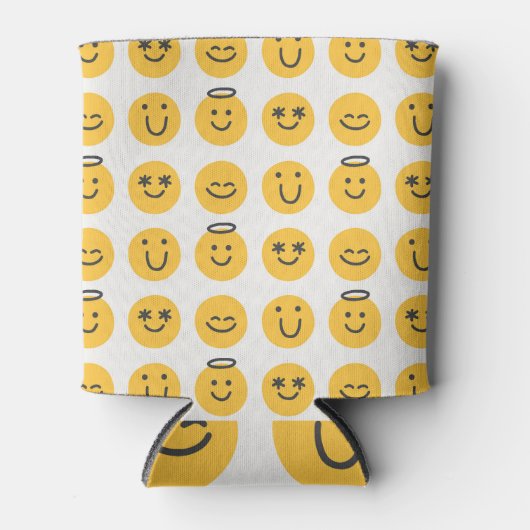 Hand Drawn Happy Emoji Pattern Dosenkühler (Vorderseite)